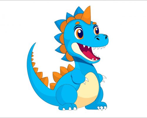 Baby Dragon Character Blue Color Vector Image